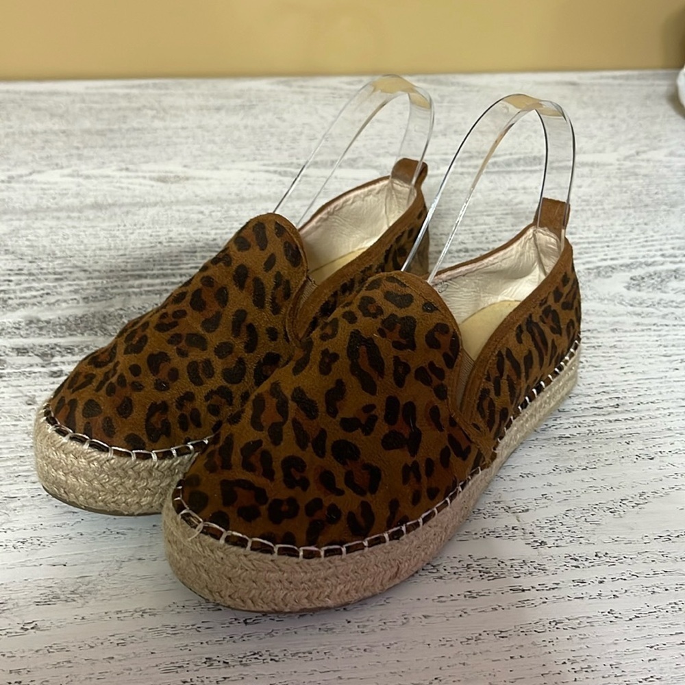 AMS leopard espadrilles Hannah-3 wedge shoes size 7.5
